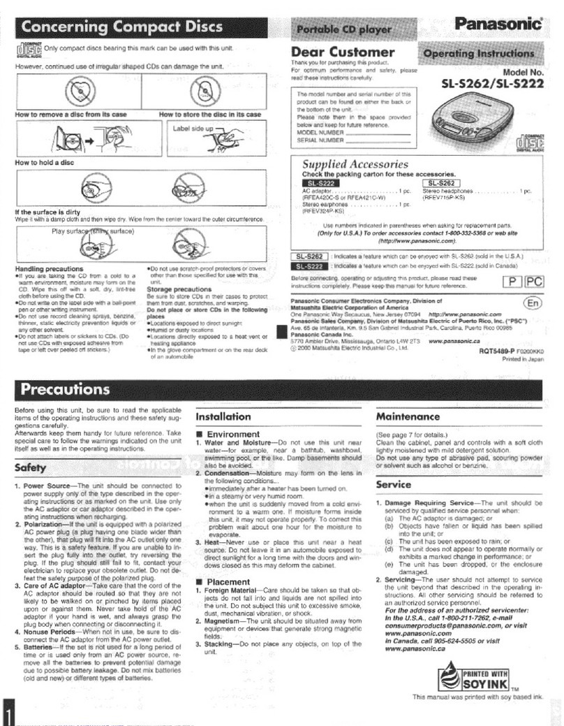 Panasonic SL-S262 User manual
