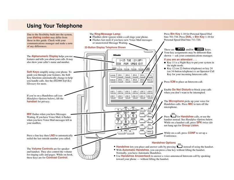 Nitsuko DS2000 Quick reference guide