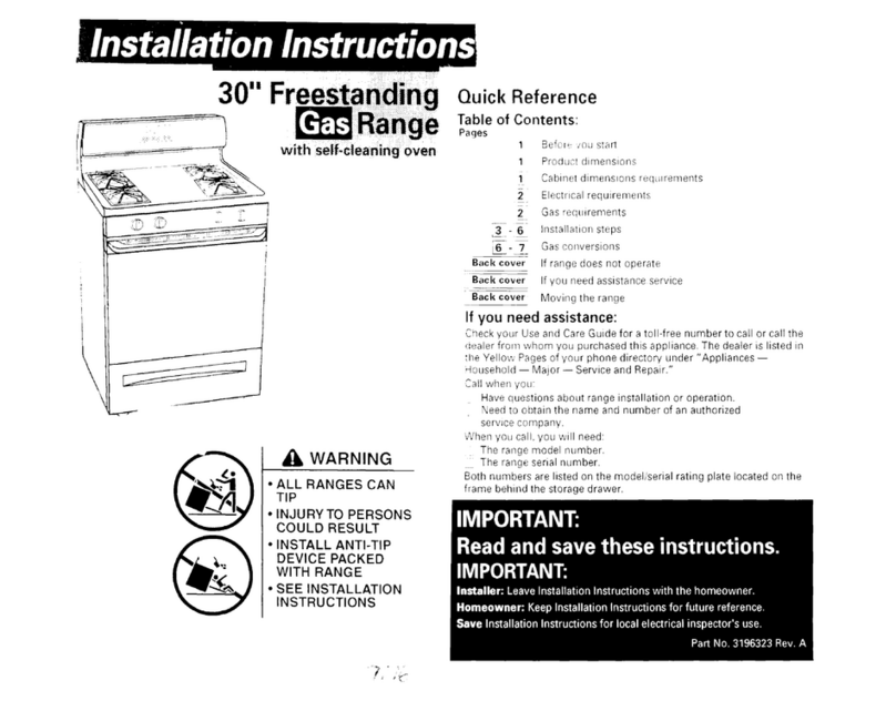 Benton Harbor 30 Freestanding installation instructions