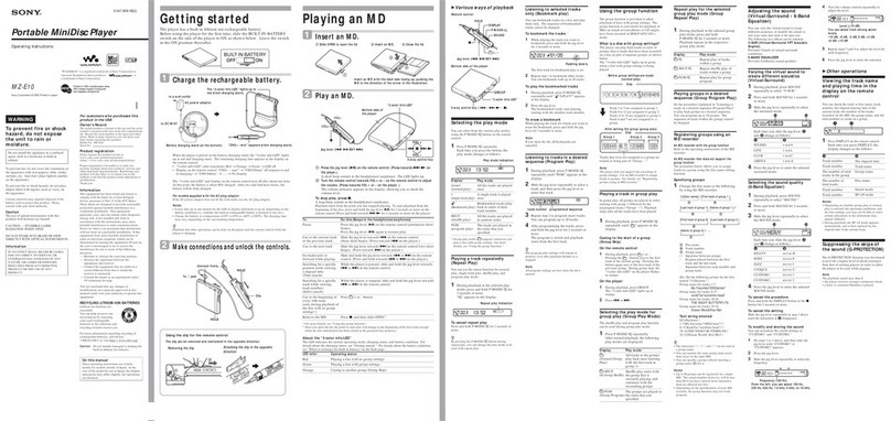 Sony MZ-E10 operating instructions