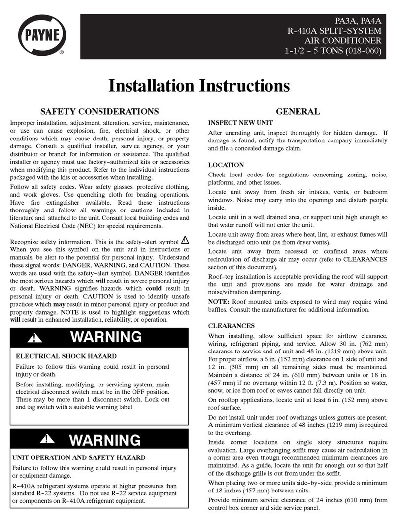 Payne PA3A User manual