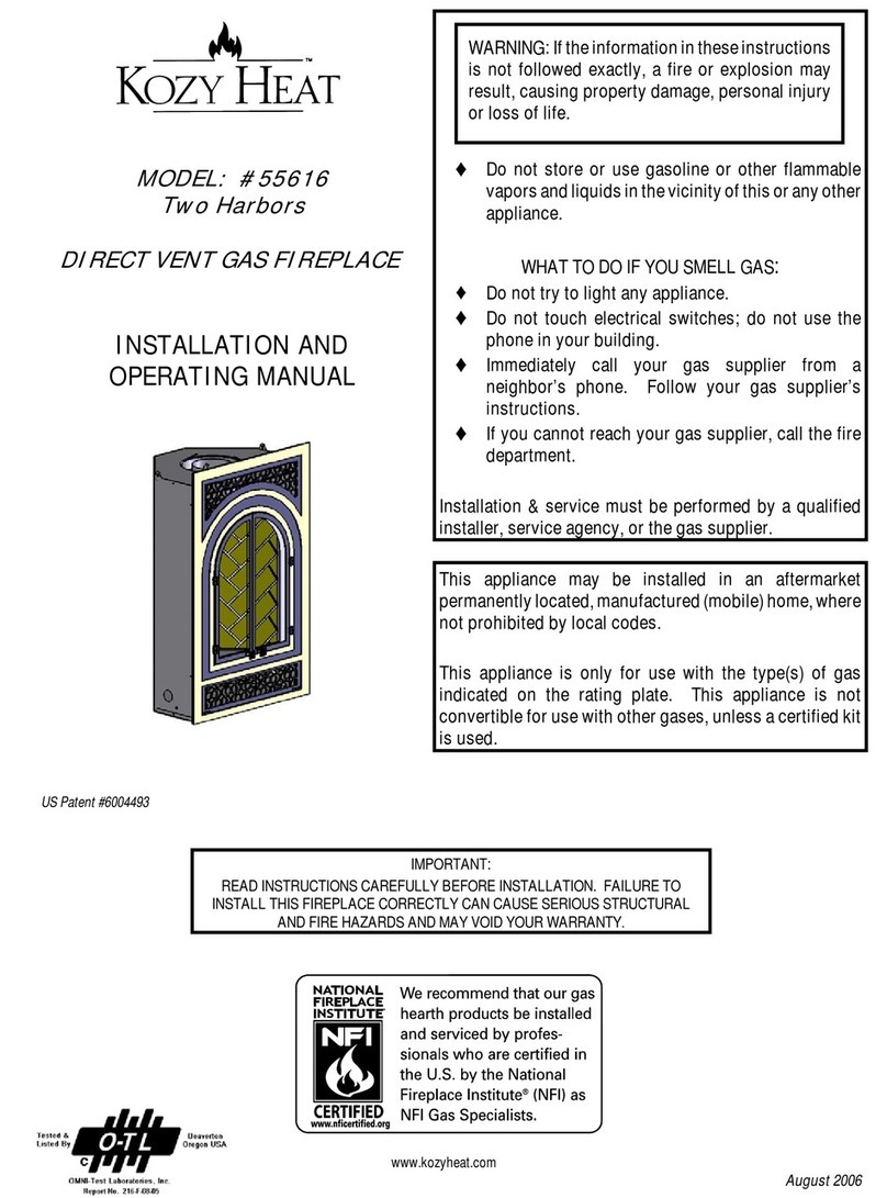 kozy heat 55616 Installation and operating manual
