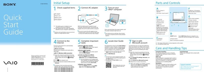 Sony VAIO Fit 15E quick start guide