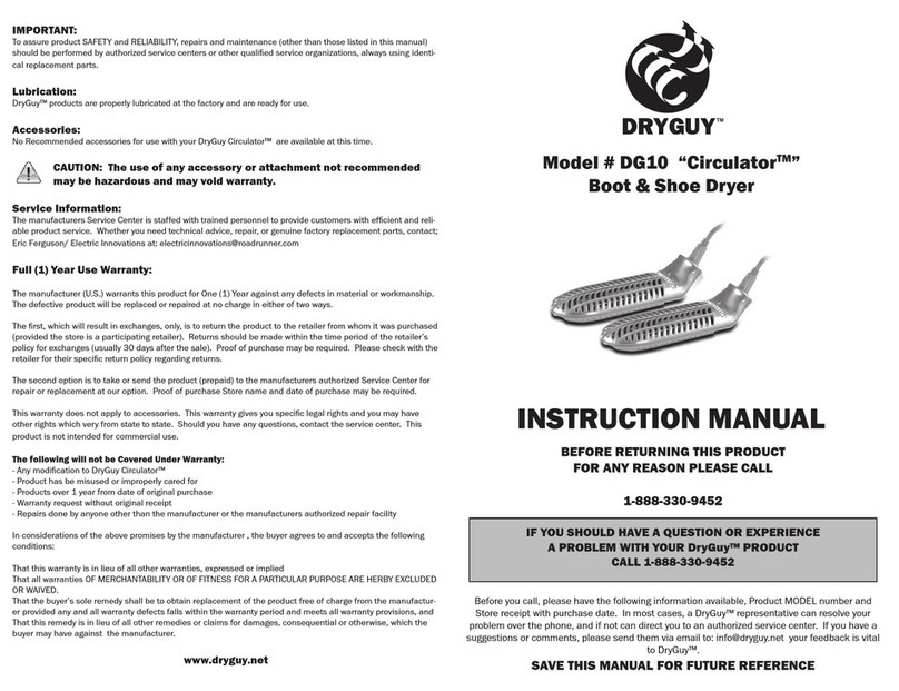 DryGuy Circulator DG10 User manual