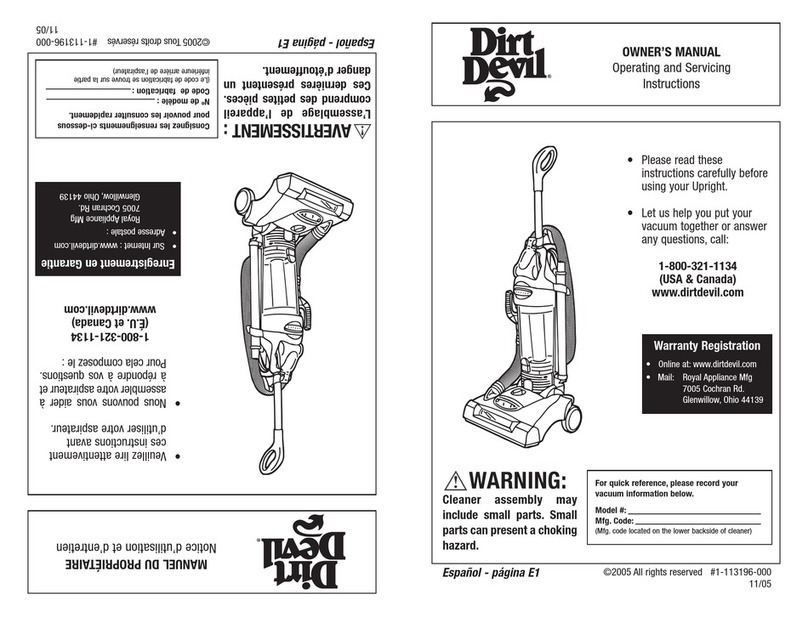 Dirt Devil Vacuum Cleaner owner's manual