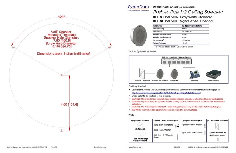 CyberData 11180 Installation quick reference