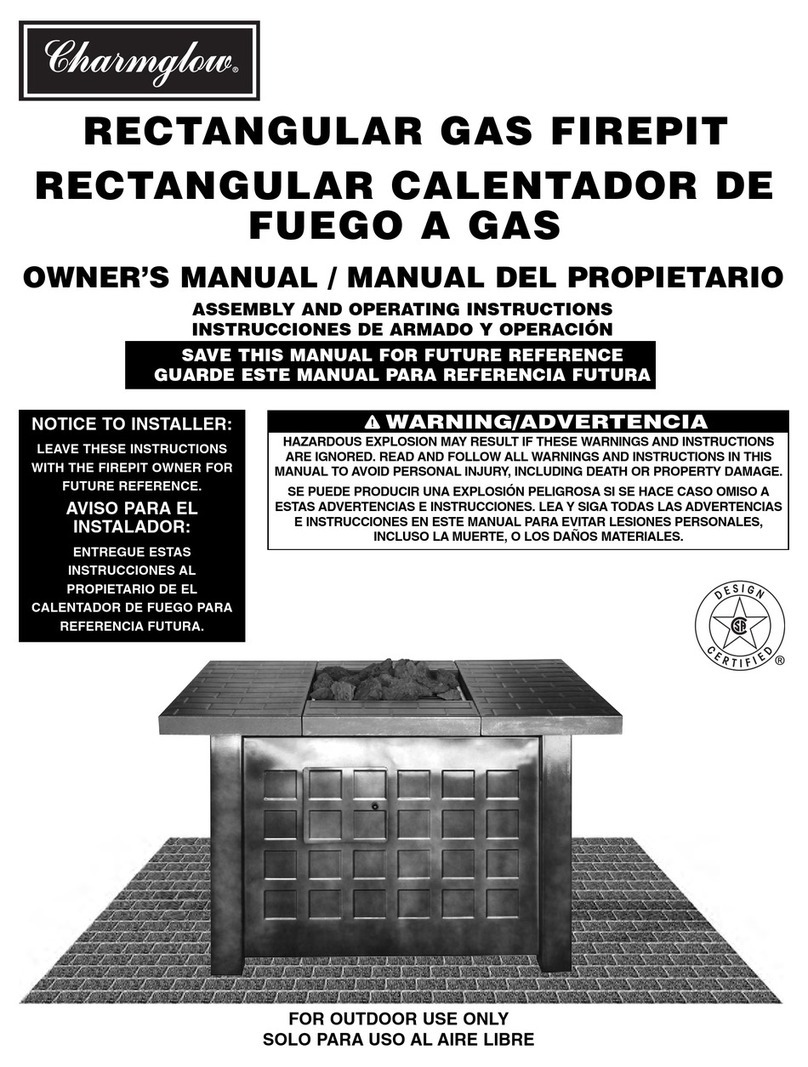 Gharmglow RECTANGULAR GAS FIREPIT owner's manual