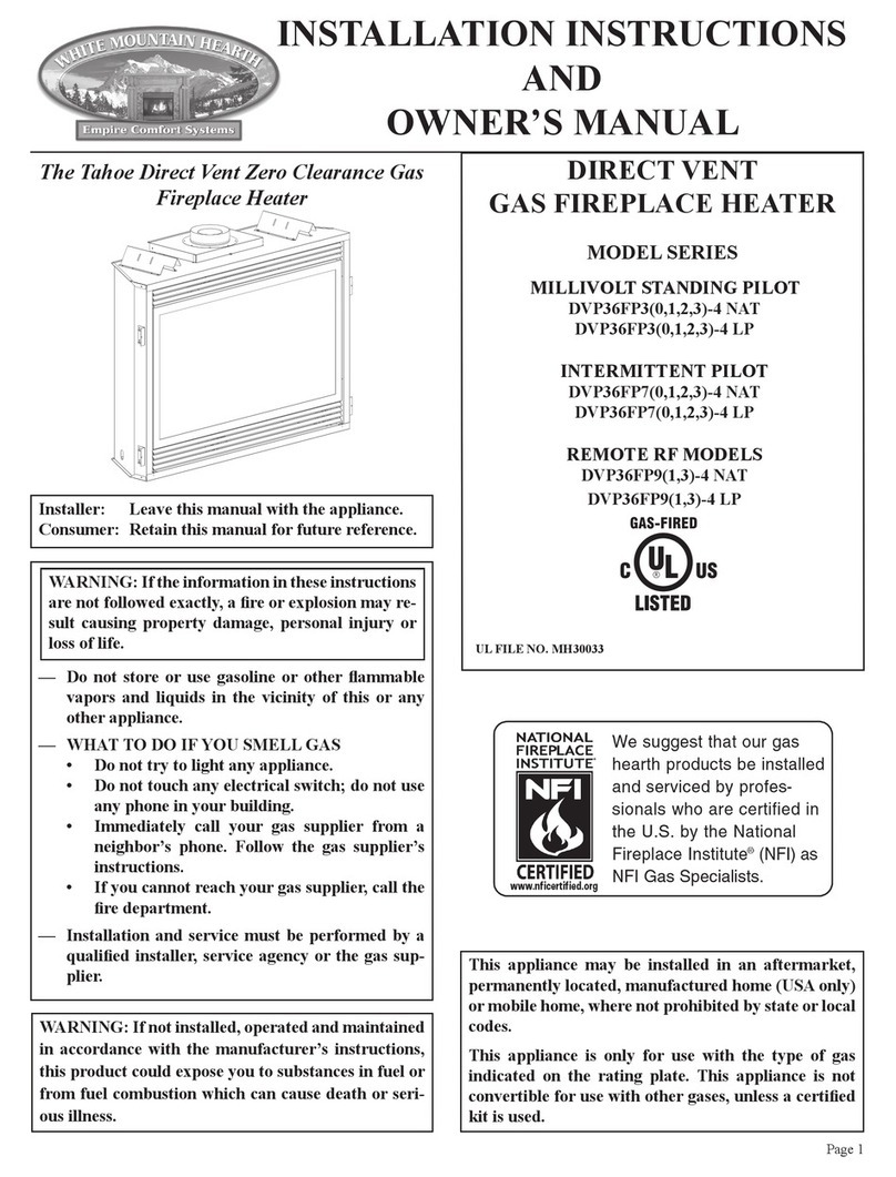 Empire Comfort Systems Tahoe DVP36FP30-4NAT Quick start guide Empire Comfort Systems Tahoe DVP36FP30-4NAT Quick start guide