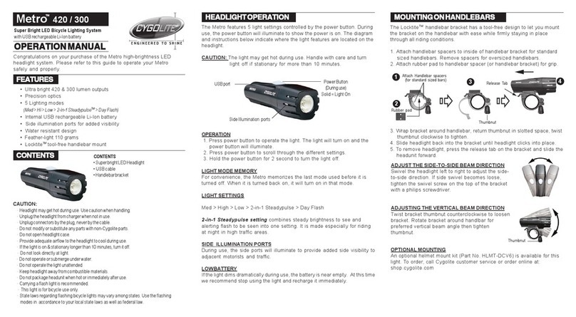 Cygolite Metro 420 User manual