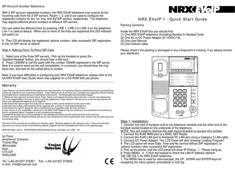 Trojan Telecom NRX EVoIP 1 User manual