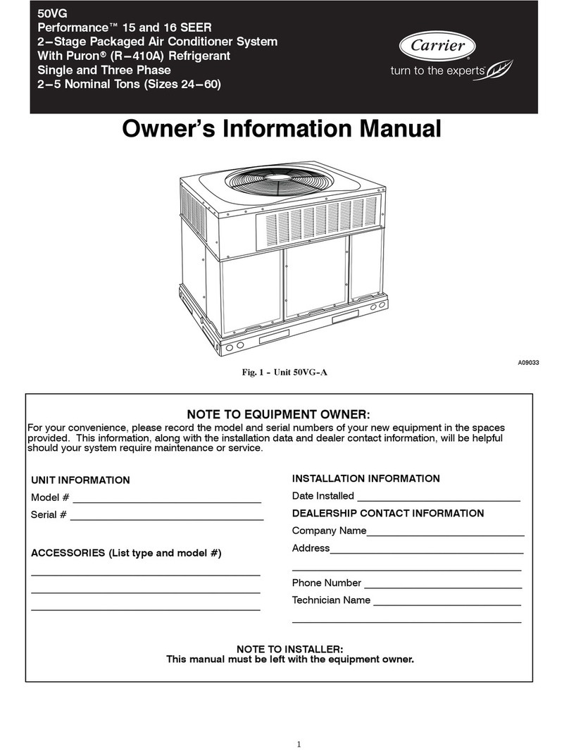 Carrier Performance 50VG Instruction Manual