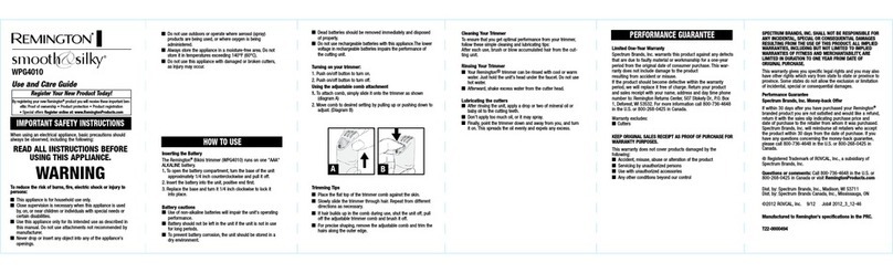 Remington Smooth & Silky WPG4010 Use and care guide