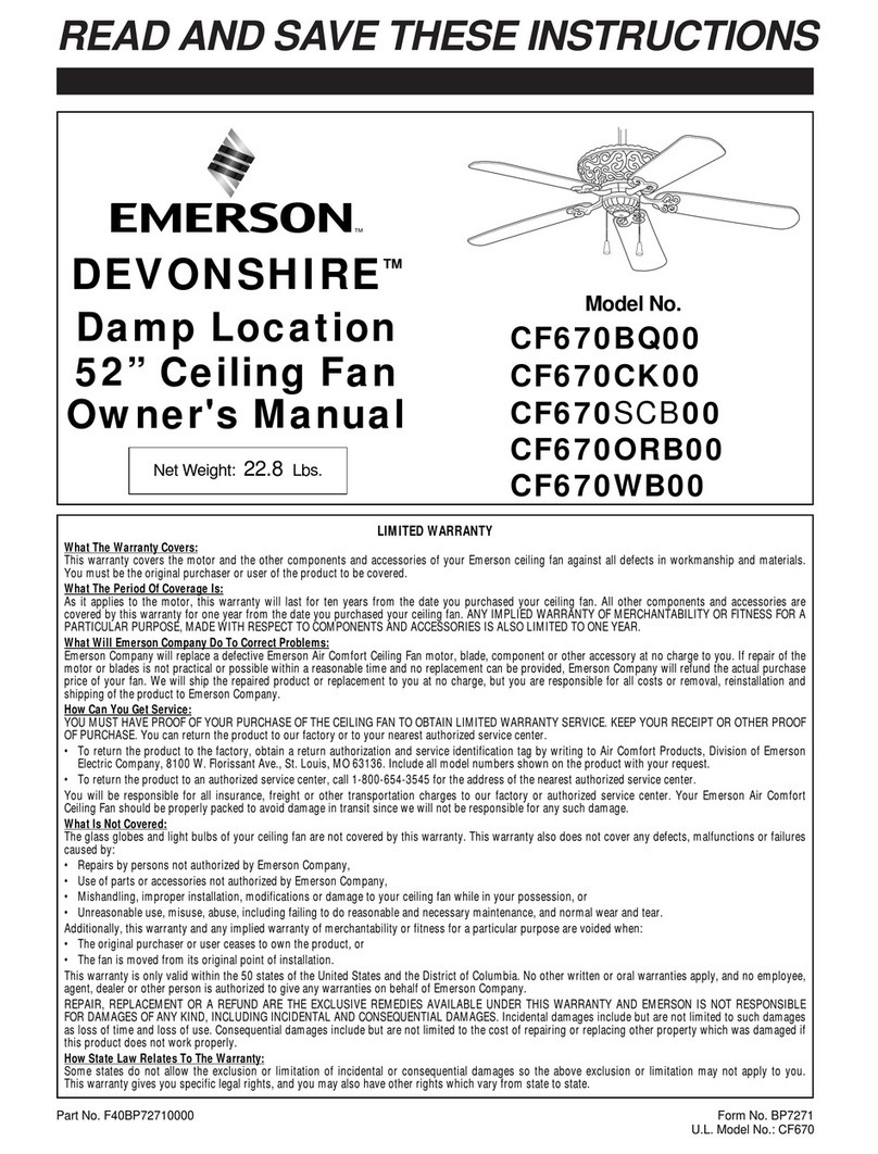 Emerson DEVONSHIRE CF670BQ00 User manual