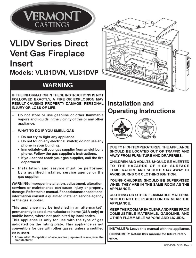 Vermont Castings VLI31DVN Installation and operating instructions