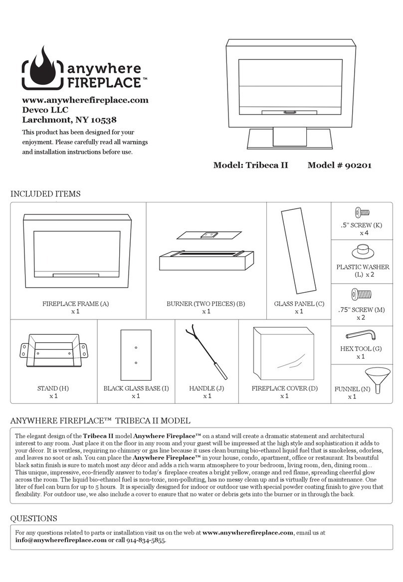 Anywhere Fireplace Tribeca II 90201 user manual