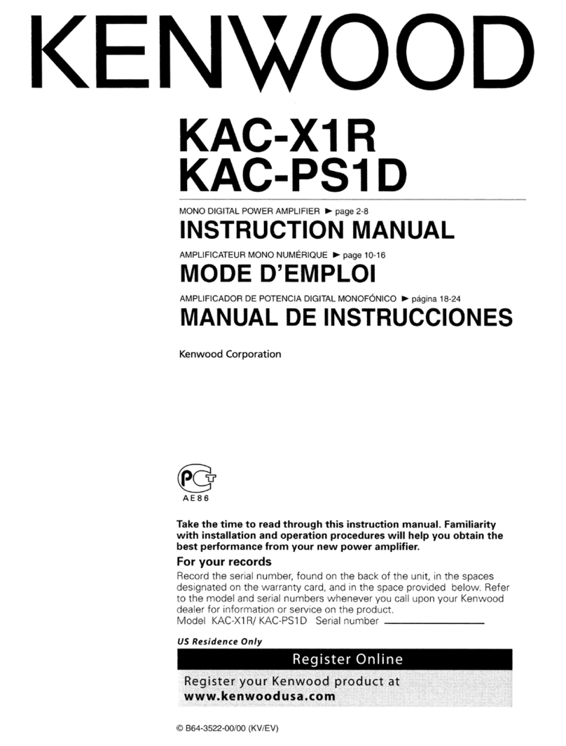 Kenwood KAC-X1R - eXcelon Amplifier User manual