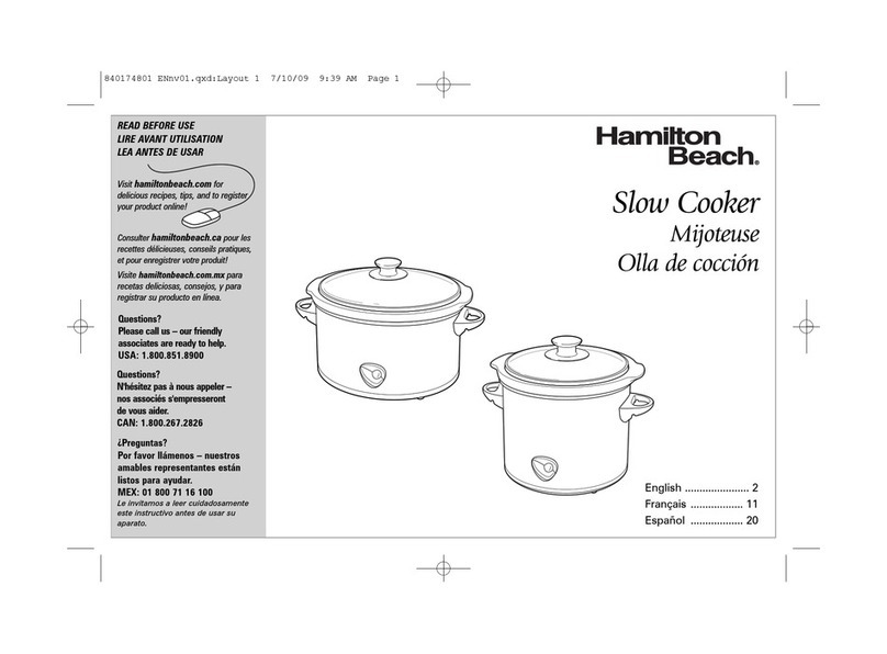 Hamilton Beach Slow Cooker instructions