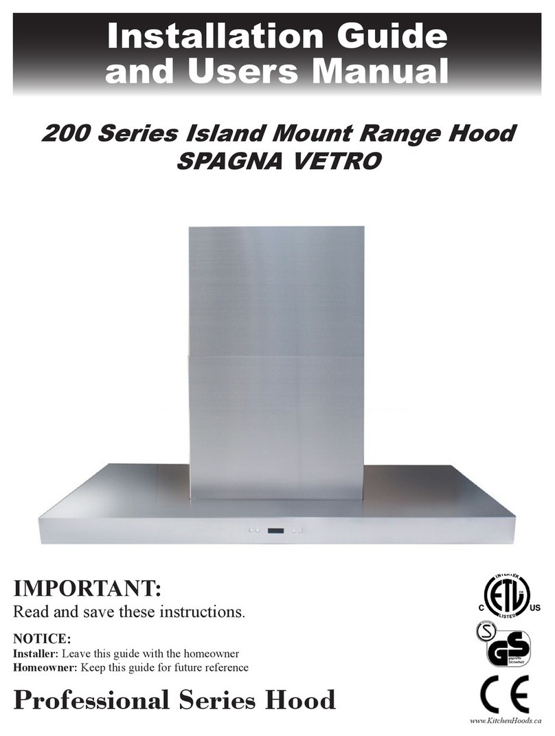 Spagna Vetro 200 Series Installation guide and user's manual