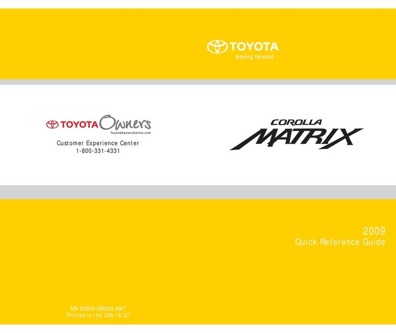 Toyota COROLLA MATRIX 2009 Quick reference guide