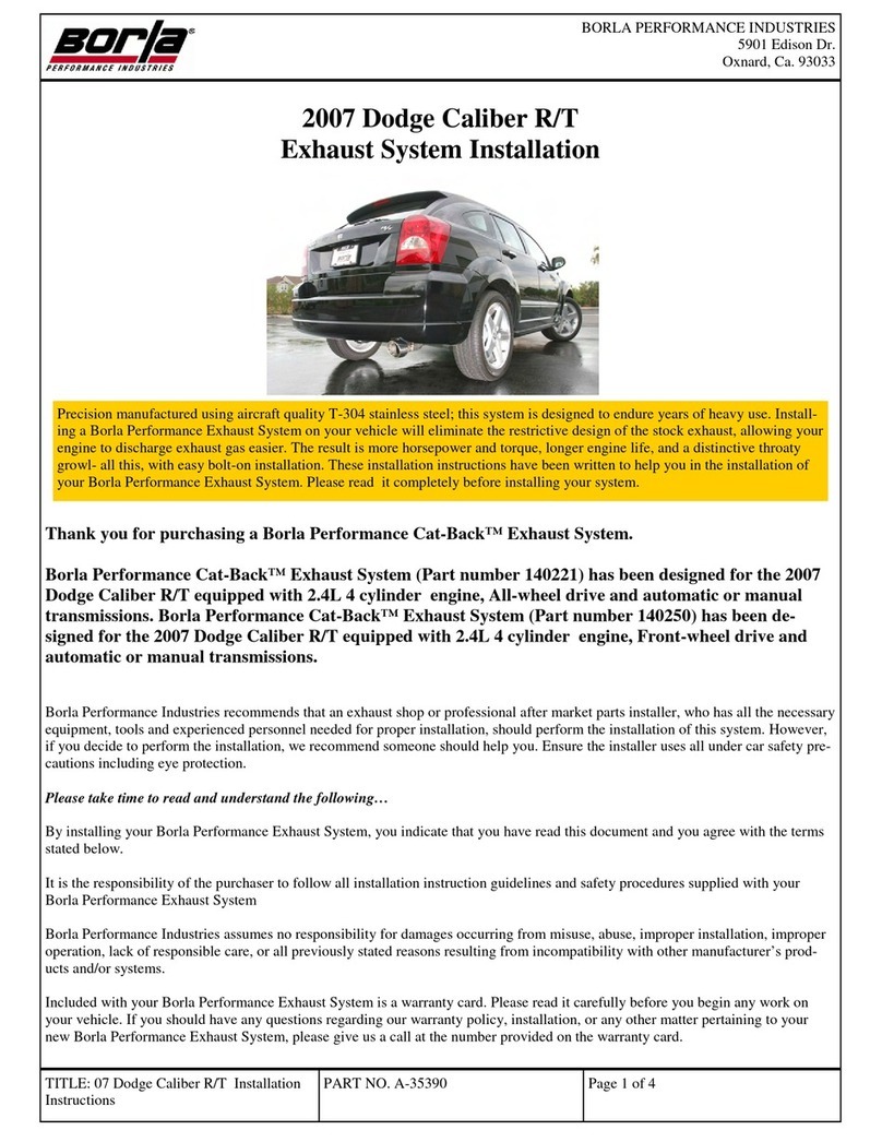 Borla Performance Caliber R/T 2007 installation instructions