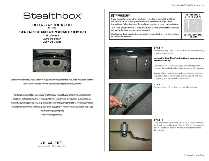 JL Audio Stealthbox SB-B-3SER/CPE/SDN(E90\92) User manual JL Audio Stealthbox SB-B-3SER/CPE/SDN(E90\92) User manual