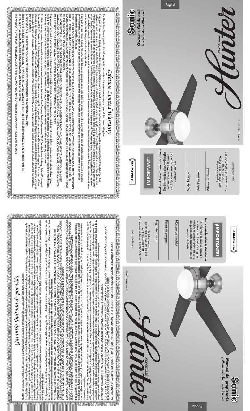 Hunter Sonic Instruction manual Hunter Sonic Instruction manual