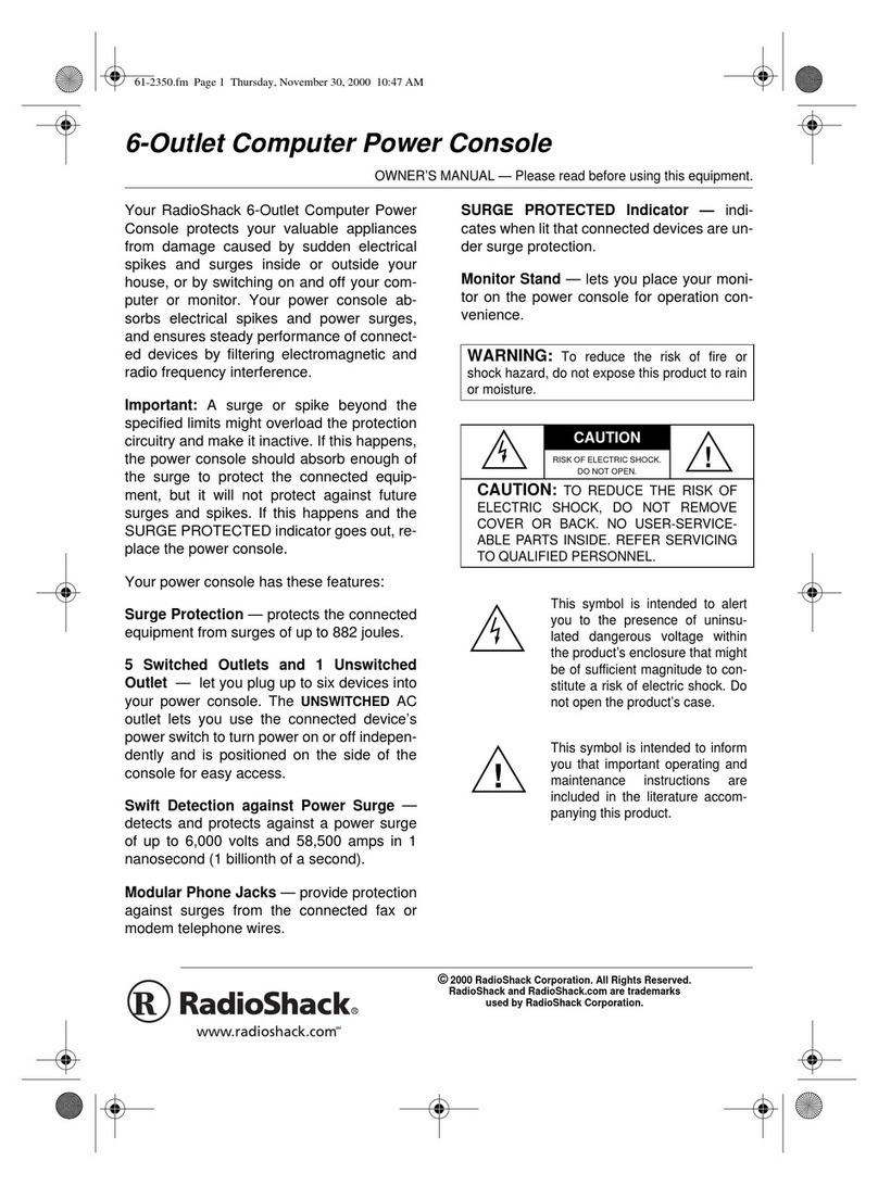 Radio Shack 6-Outlet Computer Power Console owner's manual