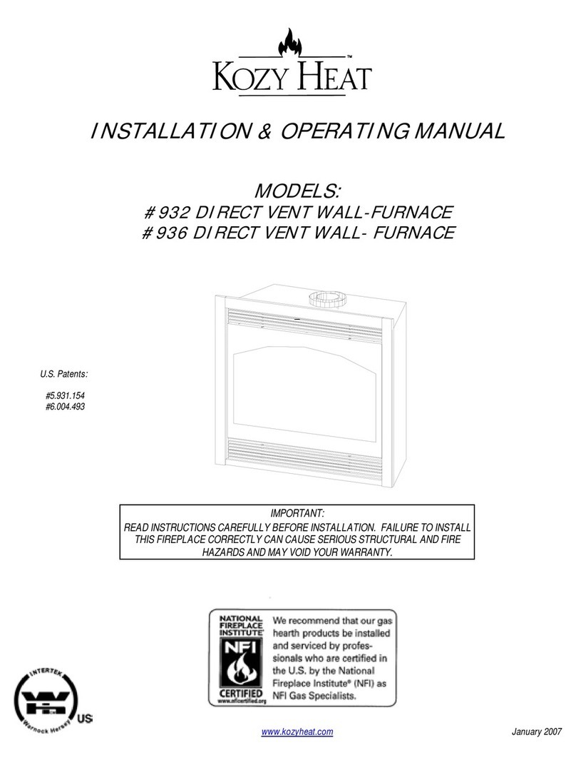 kozy heat 932 Installation & operating manual