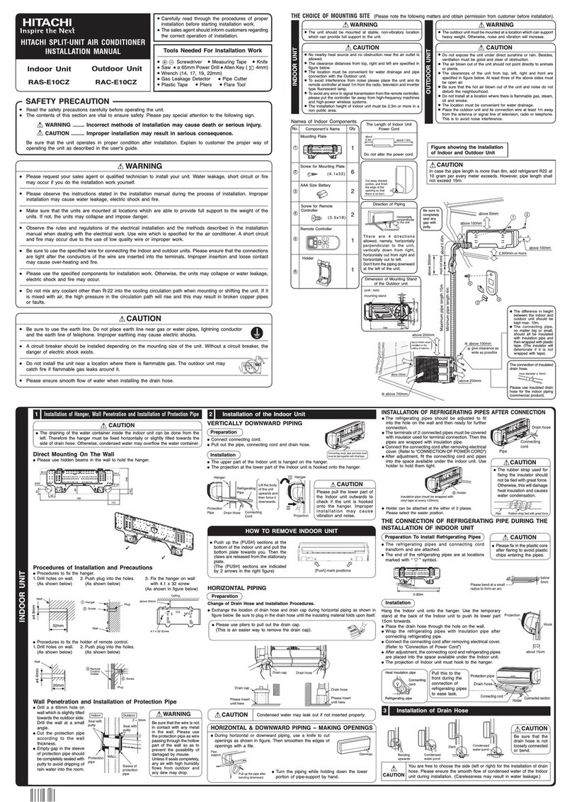 Hitachi RAS-E10CZ User manual