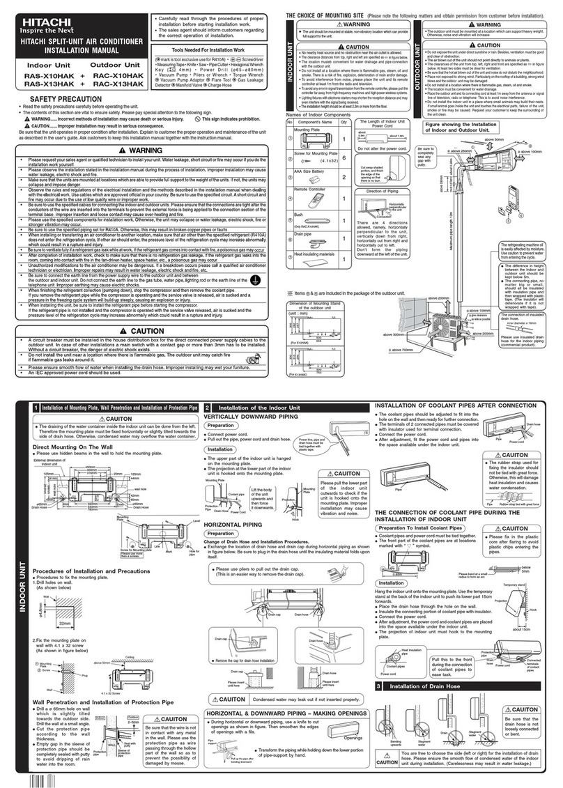 Hitachi RAS-X10HAK User manual