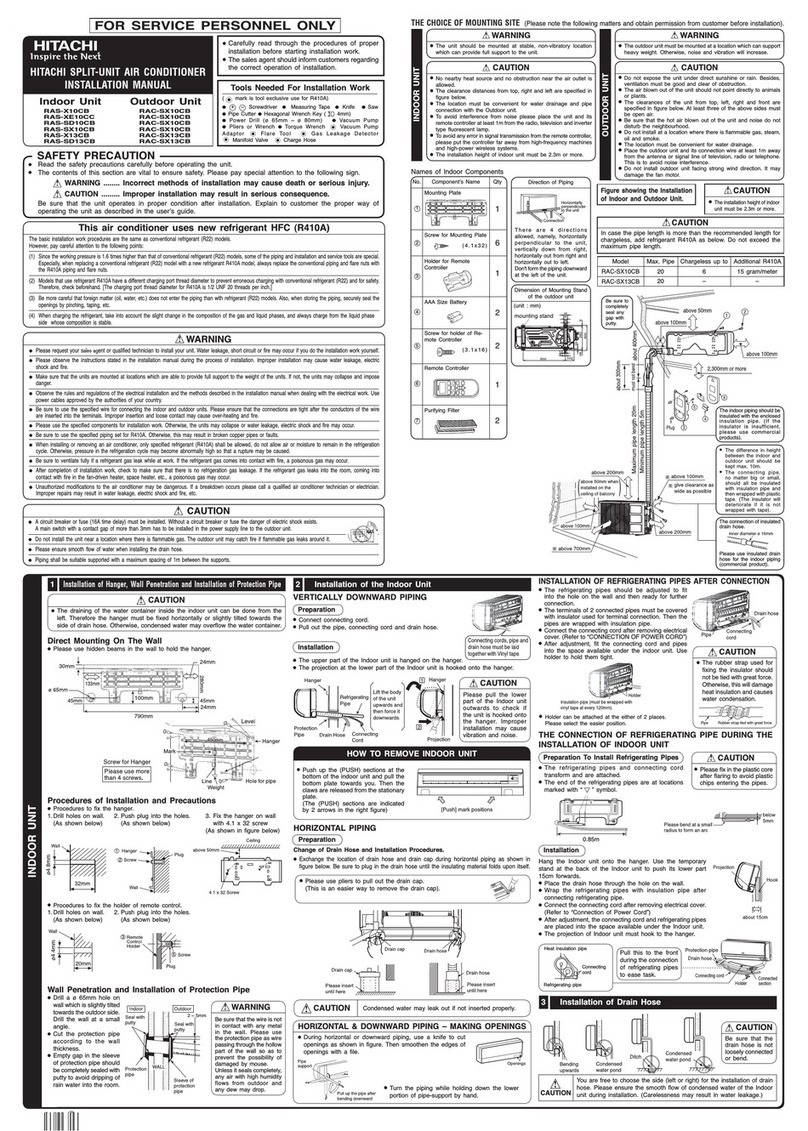 Hitachi RAS-X10CB User manual