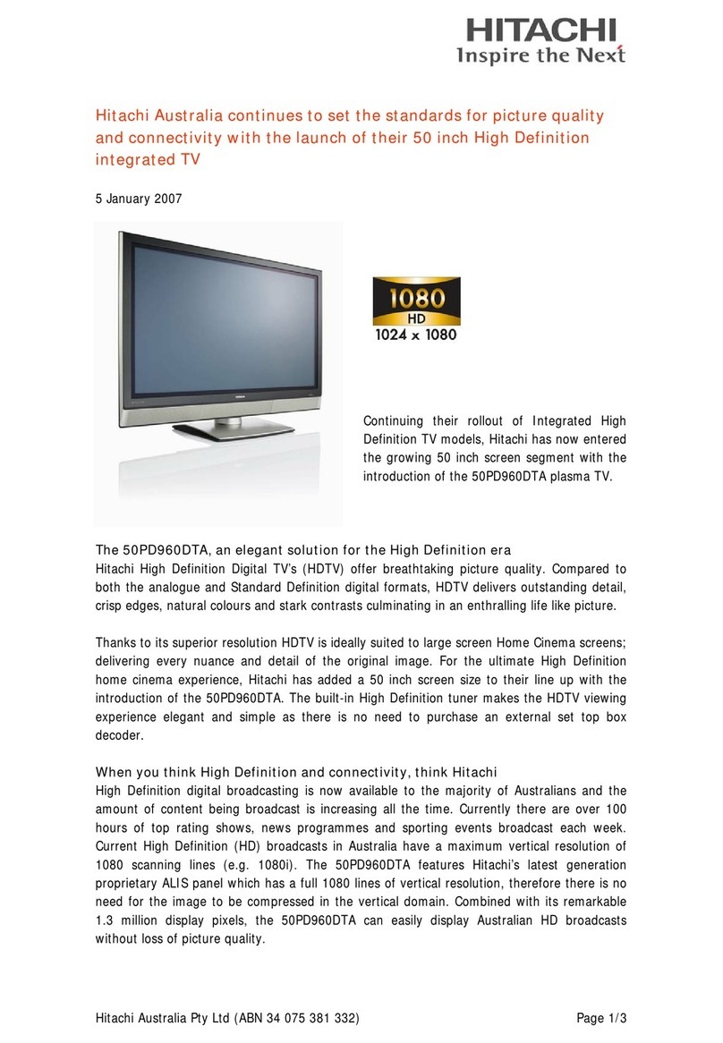 Hitachi 50PD960DTA Installation instructions