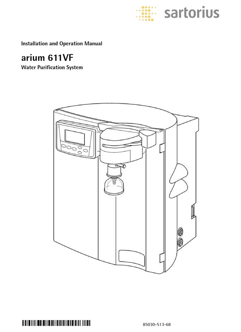 Sartorius arium 611VF Installation and operation manual