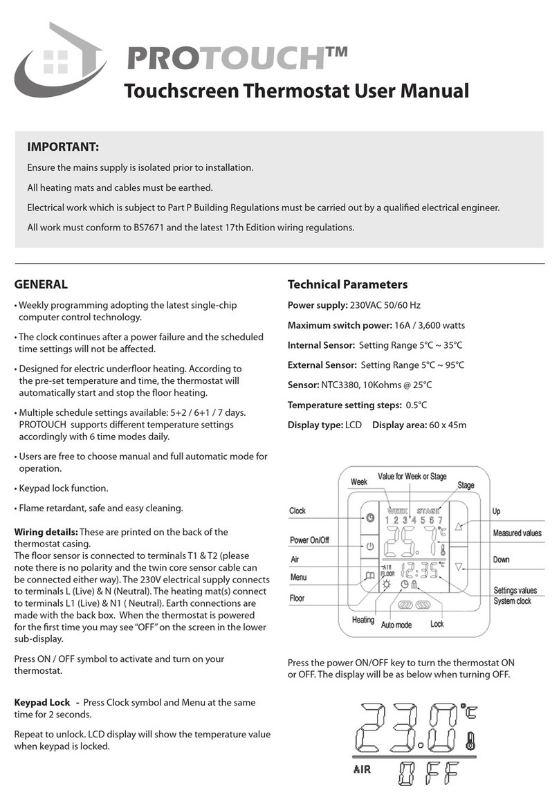 Protouch Touchscreen Thermostat User manual