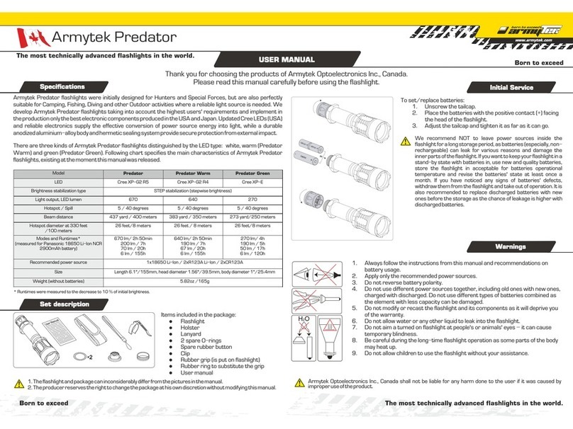 Armytek Optoelectronics Predator Cree XP-G2 R5 User manual