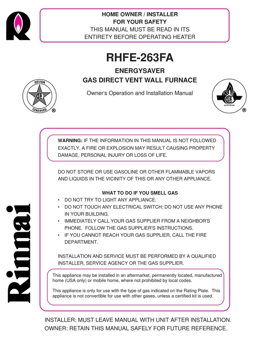 Rinnai RHFE-263FA 2 OWNER'S OPERATION AND INSTALLATION MANUAL