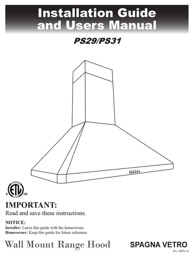 Spagna Vetro PS29 Installation guide and user's manual