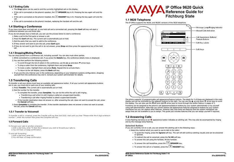 Avaya 9620 Deskphone Edition User manual Avaya 9620 Deskphone Edition User manual