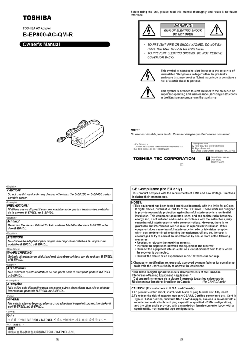 Toshiba B-EP800-AC-QM-R owner's manual
