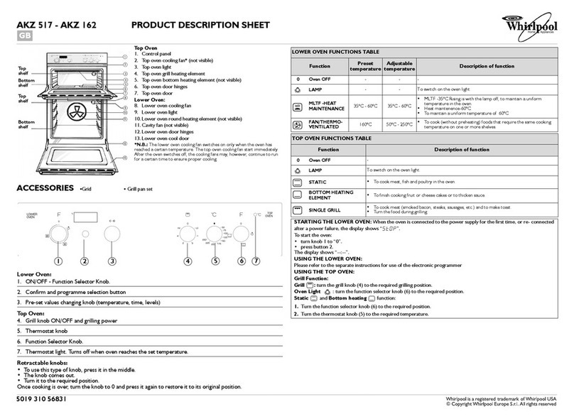 Whirlpool AKZ 162 Product description sheet