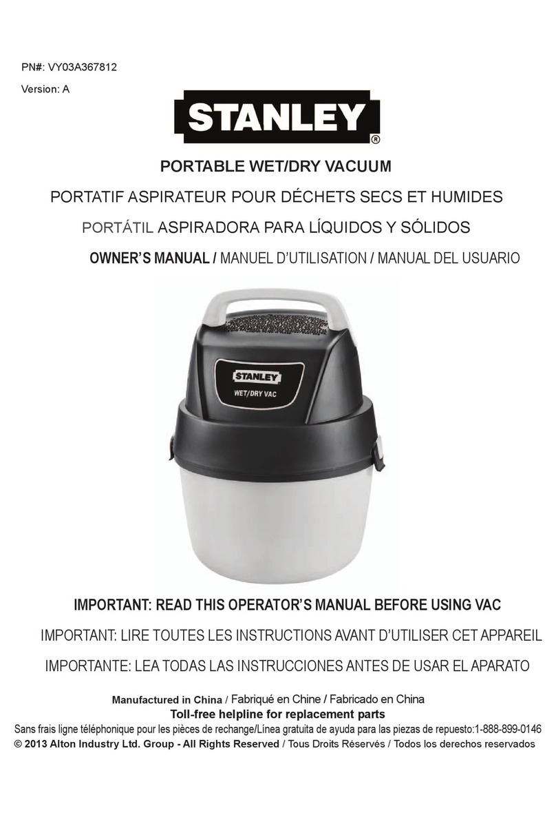 Stanley PORTABLE WET/DRY VACUUM owner's manual