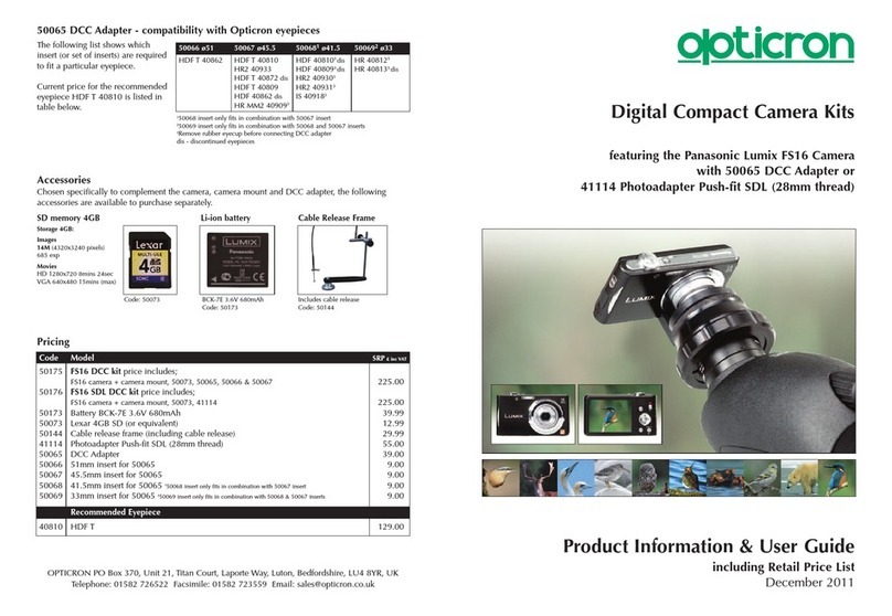 Opticron Digital Compact Camera Kits Product information & user guide