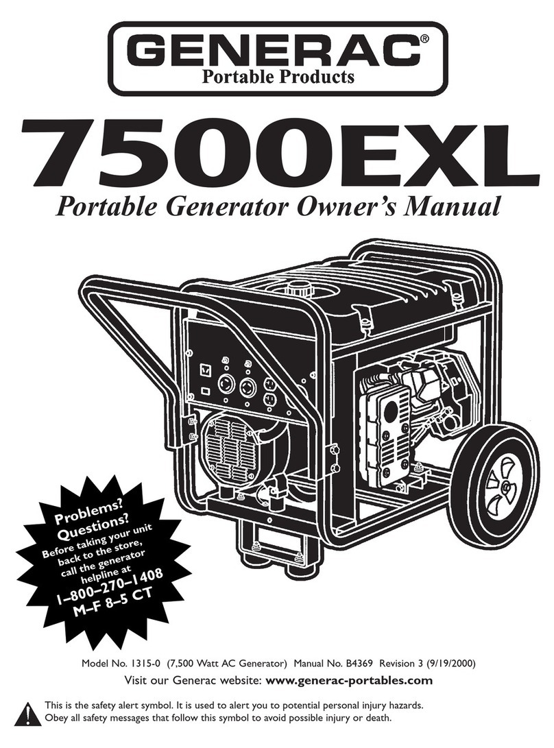 Generac Power Systems 7500EXL Rated watt Extended Life Generator owner's manual