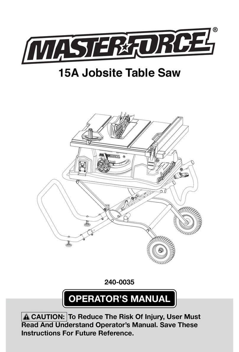MasterForce 15A Jobsite Table Saw User manual