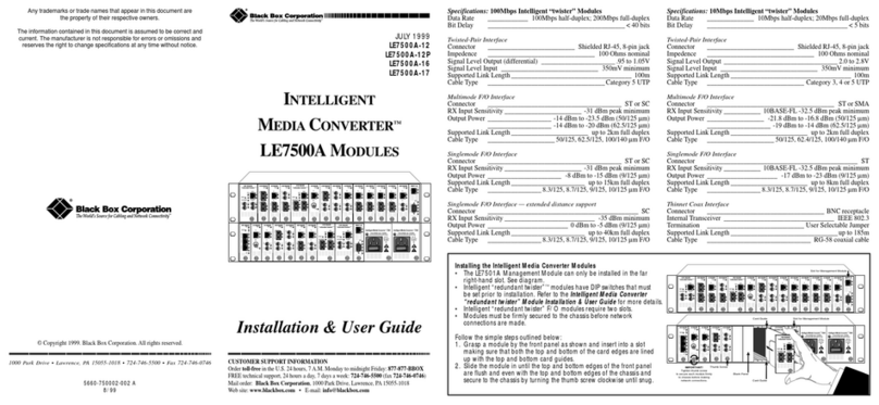 Black Box LE7500A Operation manual Black Box LE7500A Operation manual