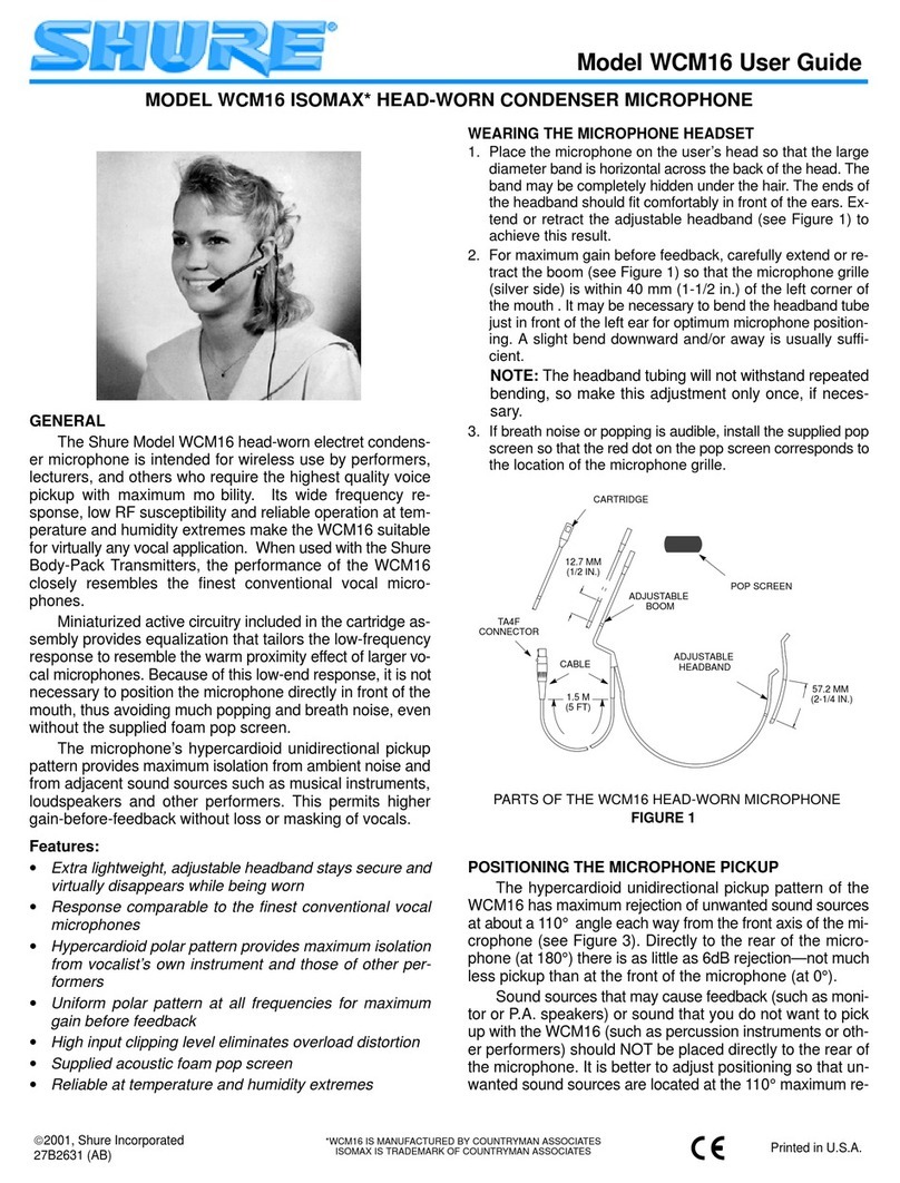 Shure WCM16 ISOMAX User manual