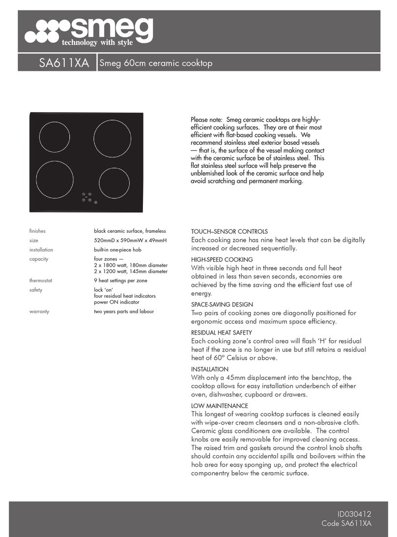 Smeg SA611XA quick start guide