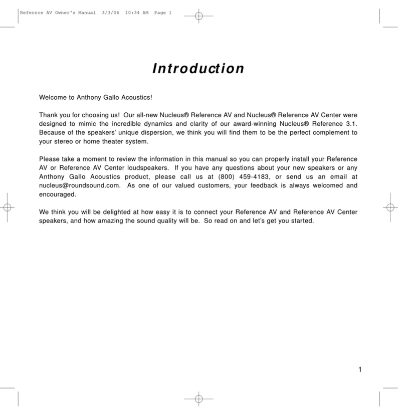 Anthony Gallo Acoustics Nucleus Reference AV user manual