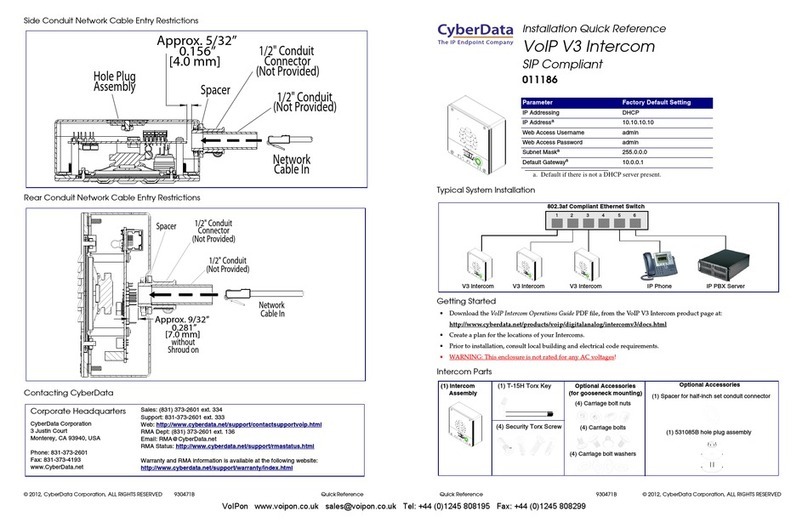 CyberData 11186 Installation quick reference