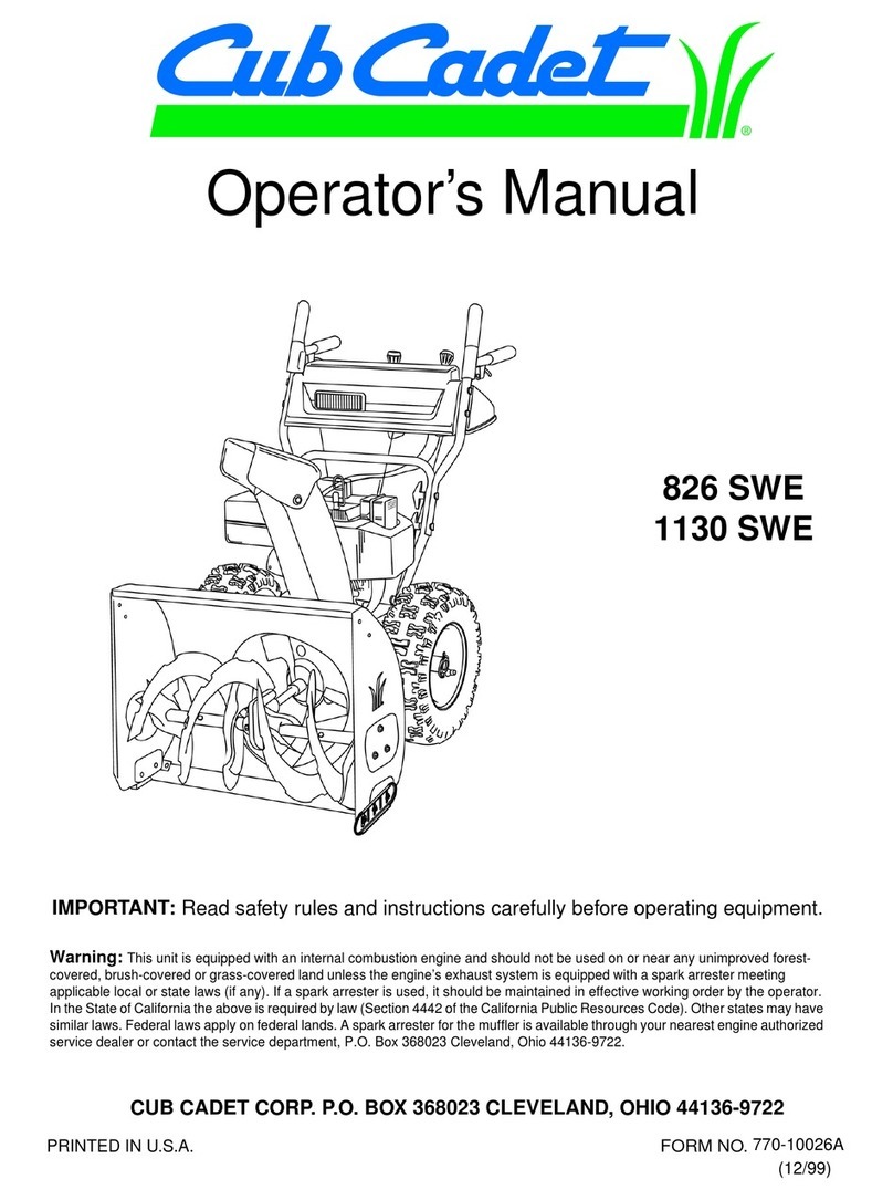 Cub Cadet 826 SWE User manual Cub Cadet 826 SWE User manual